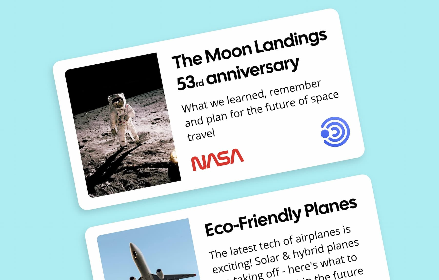 Mockup of a NASA Rss News-Feed with Images